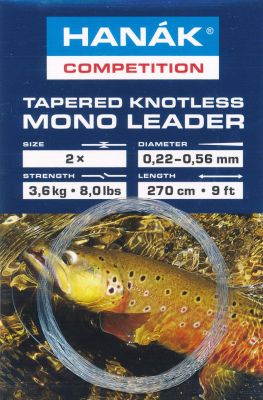 Predvrvica za muharjenje HANAK COMPETITION Tapered Knotless Mono Leader | 0.12mm clear