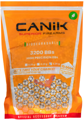 BB kroglice za airsoft CANIK BIO 0,25 g White Bag 3200BBs