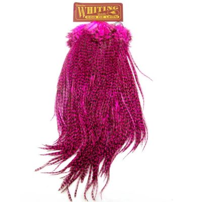 Sedlo - material za vezavo Whiting Coq de Leon Saddle (Quality silver) | grizzly dyed pink