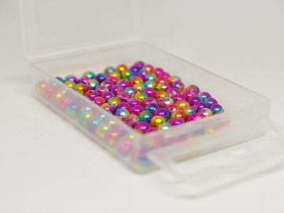 Slotted TUNGSTEN bead heads 2.3 mm 100 kos | rainbow