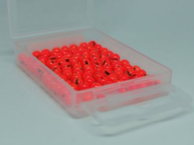 Slotted TUNGSTEN bead heads 2.3 mm 100 kos | fluro orange
