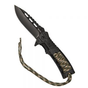 Preklopni nož MIL-TEC CAMO ONE HAND KNIFE PARACORD W.FIRE STARTER