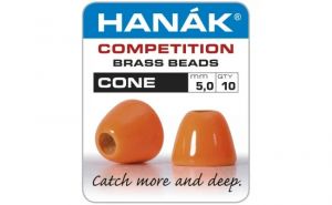 Konusne glave za vezavo potezank HANAK Cone Brass Beads 5mm - Fluo Orange