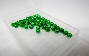 Slotted TUNGSTEN bead heads 3.8 mm 50 kos | Metallic green