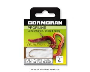 Navezani trnki Cormoran PROFILINE Worm Hooks Hook to Nylon - Model 299B | velikost 8
