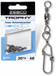 Vrtljivka s karabinom 30mm Zebco Trophy Safety Power Swivel #12 5pcs