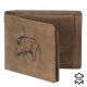 Usnjena lovska denarnica Wallet with wild boar landscape format (merjasec)